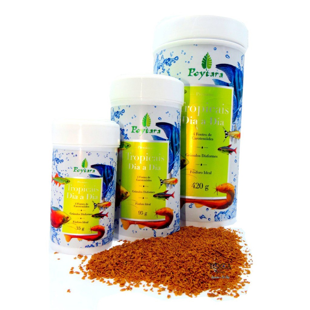 Ração Para Peixes Poytara Tropicais Dia A Dia 95g em Oferta na Shopee
