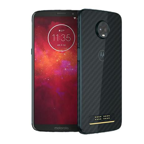 Skin Adesiva p/ Moto Z3 Play Fibra de Carbono Transparente