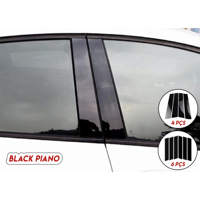 Adesivo Black Piano (Preto Brilho), Fibra de Carbono 5d, 3d, 4d, Jateado, Fosco Coluna das Portas do Carro