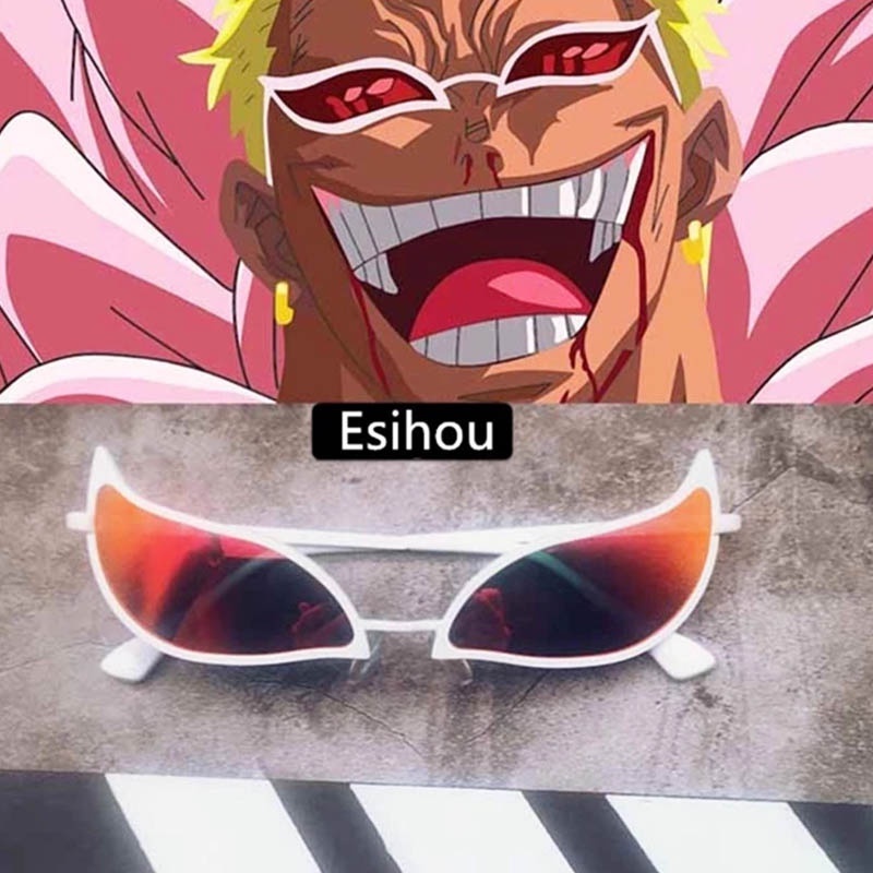 Anime One Piece Glasses Donquixote Doflamingo Eyewear Sunglasses Halloween cosplay accessories