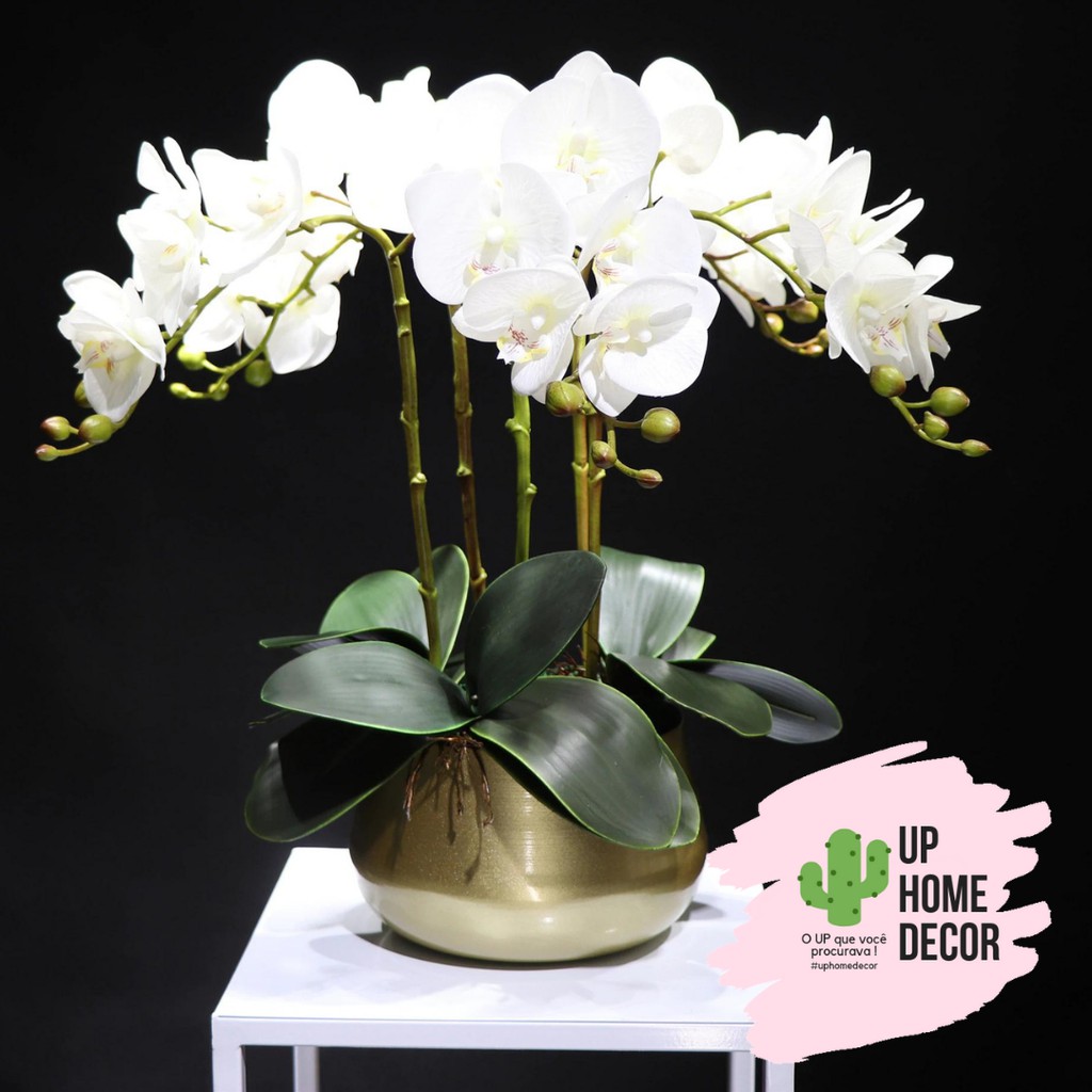 Galho flor Orquídea branca artificial para arranjos e decoração da sua casa  mesa de jantar centro de mesa/ casamento/ noivado/ noiva | Shopee Brasil