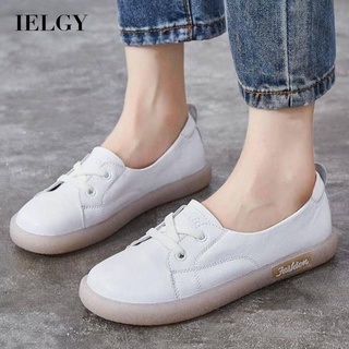 IELGY Tênis Feminino Branco De Couro Flexível Boca Rasa tendon