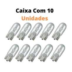 10x Lampada Pingo T10 12V Base Vidro Pingao Meia Luz Filamento Automotivo Carro Moto Placa Ré