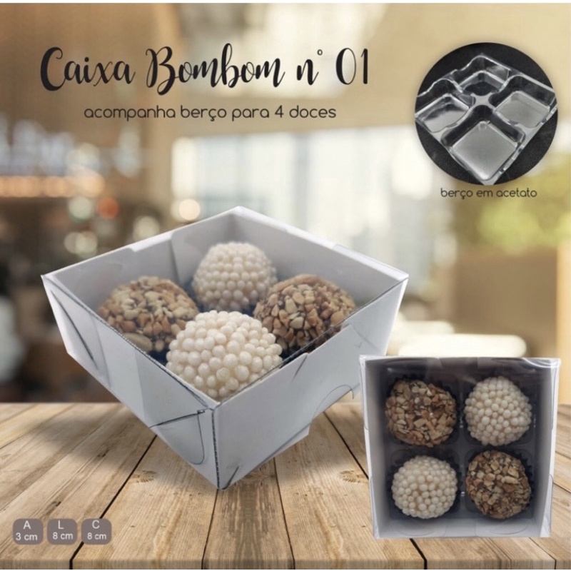 10 ~50 caixas Para 4 doces branca + berços 4 doces NATAL 2024 Ref 43(CHOCO)