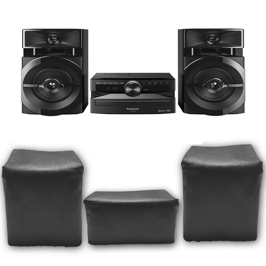 Kit 3 Capas Pra Mini System Panasonic Sc-akx100lbk Impermeável Preta Flanelada