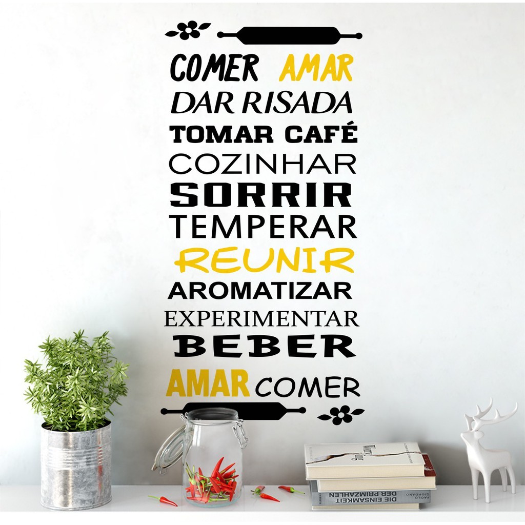 Adesivo Decorativo De Parede Cozinha Frase Amar Sorrir em Oferta na Shopee