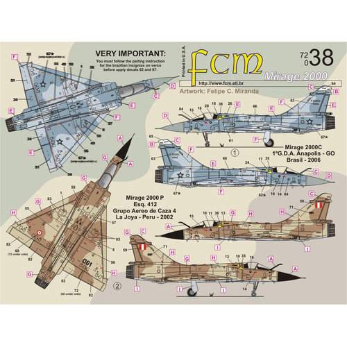 Decalque Avião Mirage 2000 Fab 1/72 Decal Fcm
