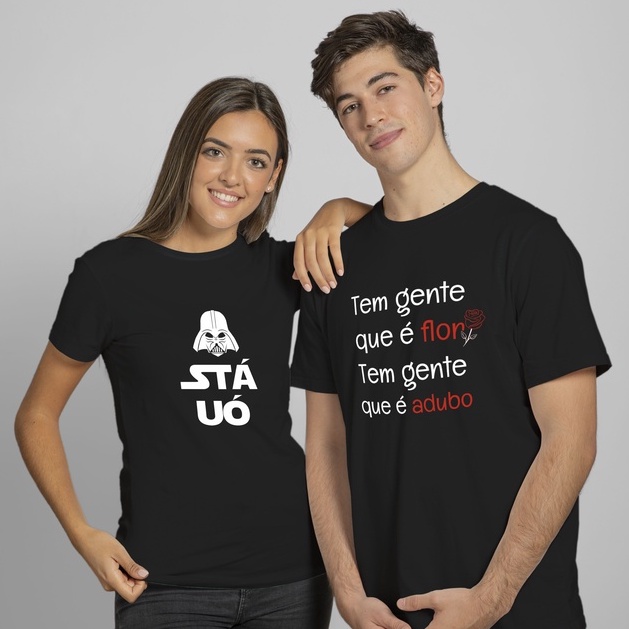 Camiseta frases legais Camiseta Preta Básica Tecido Algodão  Frases Engraçadas Camiseta Masculina e Feminina Casal