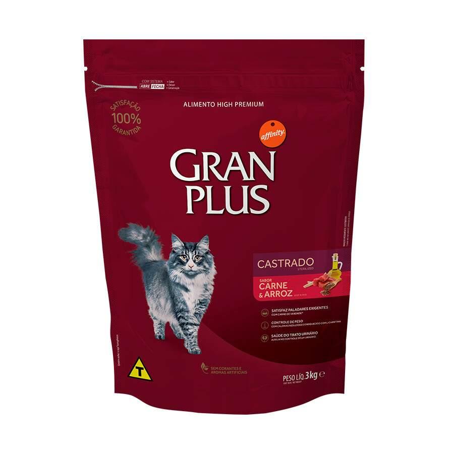 Ração Granplus  Gatos Ads Castrados  Carne E Arroz 3Kg