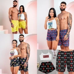 Pijama casal - cropped - kit Mozão - kit casal - namorados anime