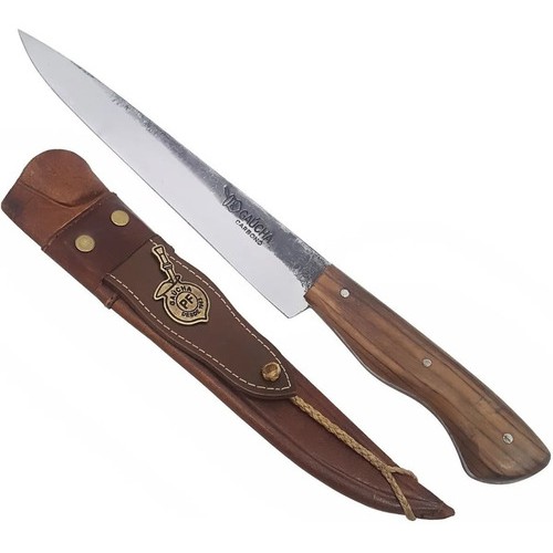 Faca Churrasco Artesanal Gaúcha 8 Polegadas Aço Carbono Cabo Madeira Premium