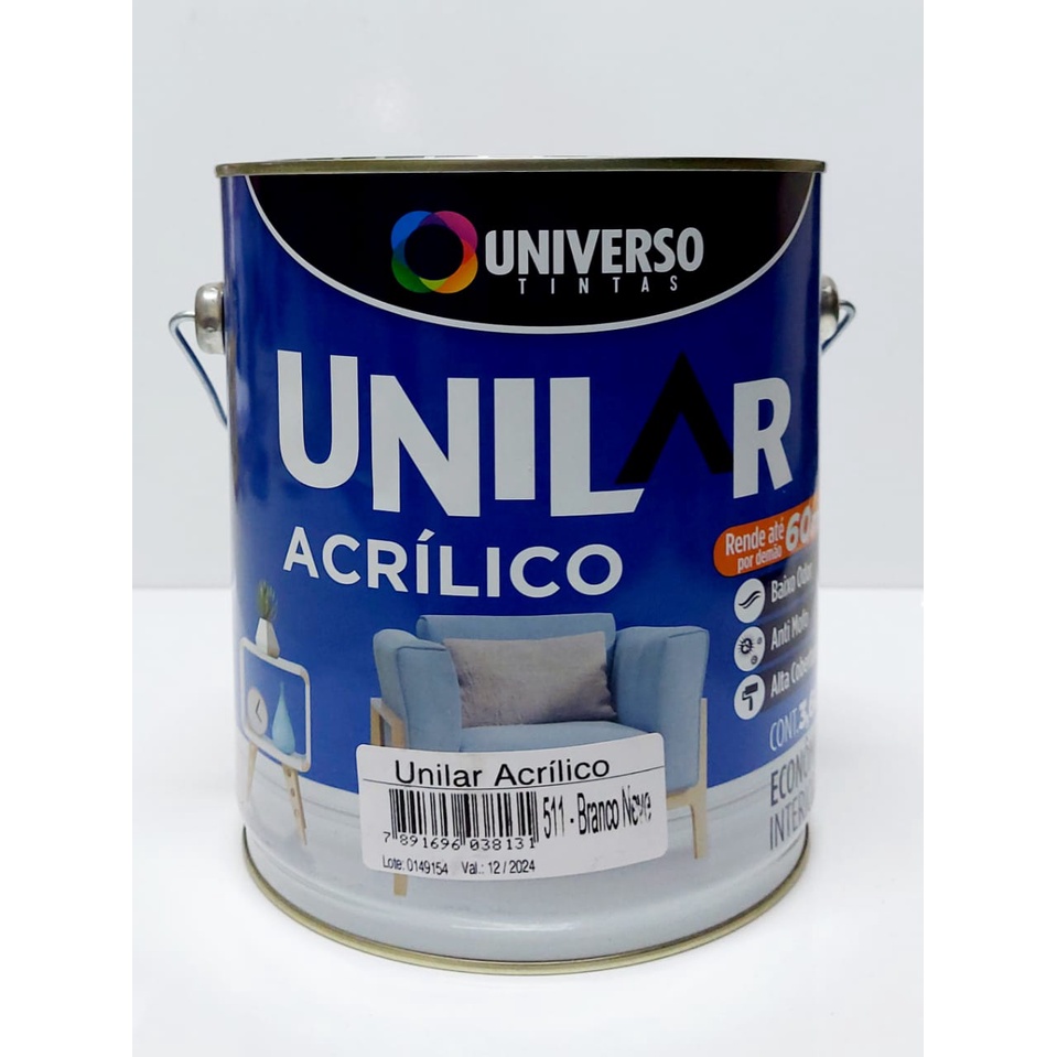 Tinta Látex Unilar Acrílica Anti Mofo 3,6l Branco Neve