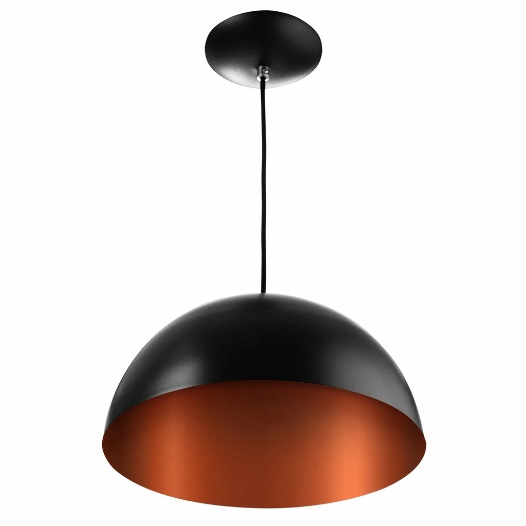 pendente 30cm preto com cobre casa e decoração luminaria pendente