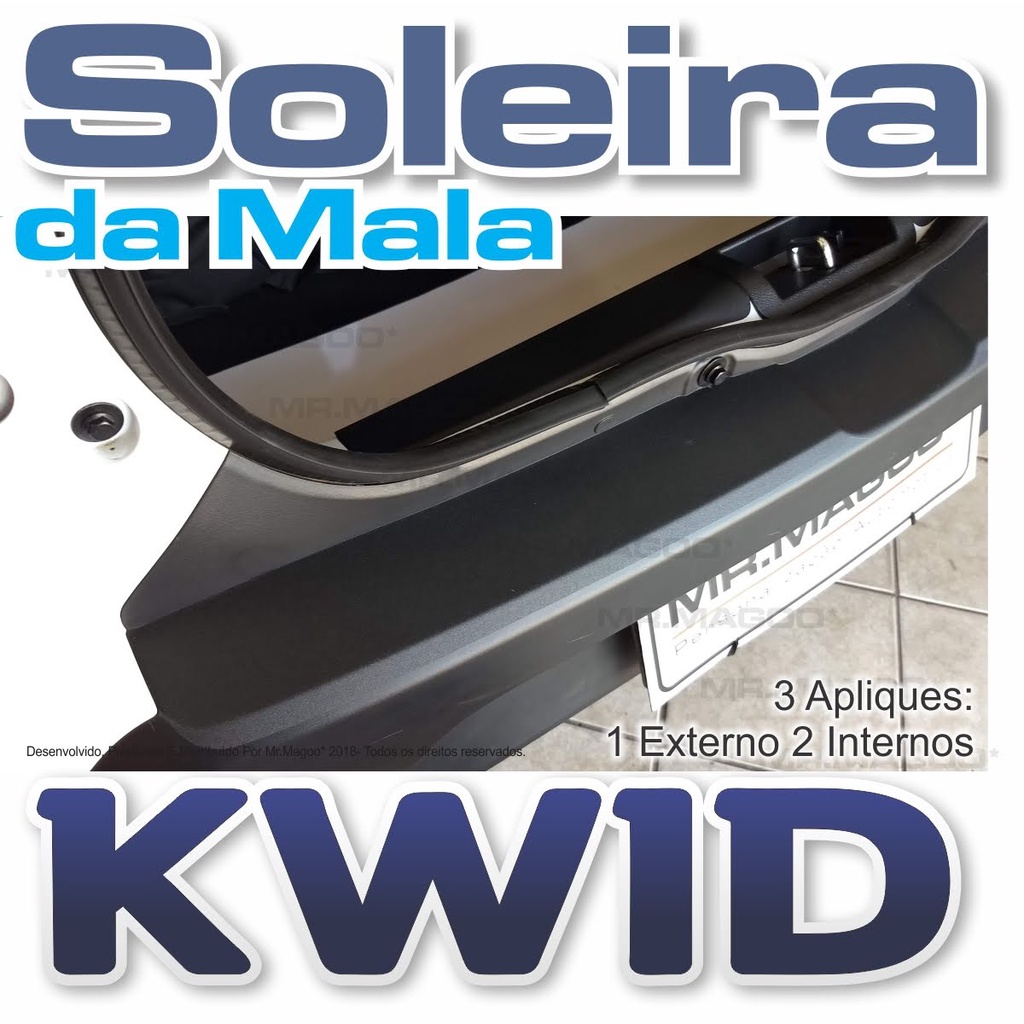 Soleira da Mala RENAULT KWID ATÉ 2025 - ZEN INTENSE OUTSIDER Adesivo Preto Fosco Acessórios MRMAGOO