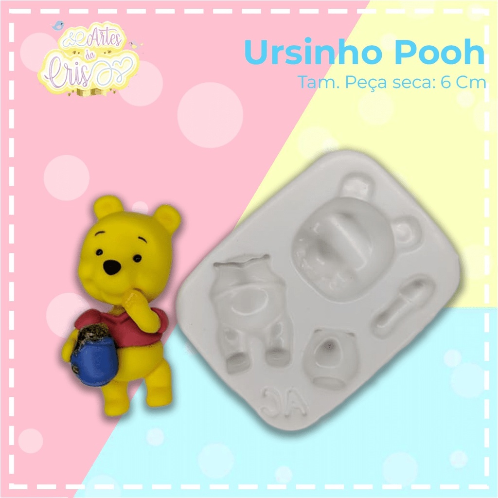 Molde De Silicone Para Biscuit Ursinho Pooh - Artes Da Cris