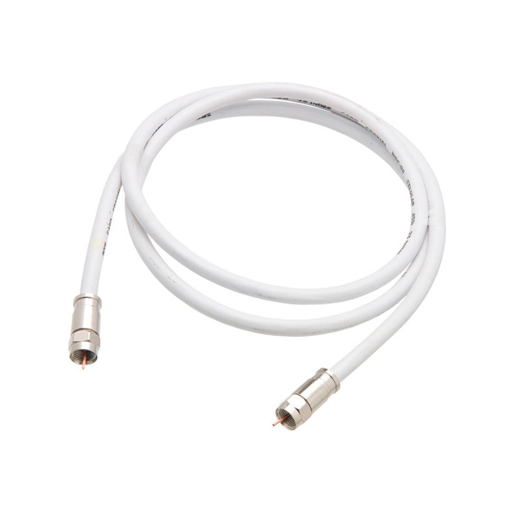Cabo de antena coaxial RG6 75ohm conectorizado. Tamanho: 2 Metros. Conector F macho de rosca nas duas pontas. Pronto para uso.