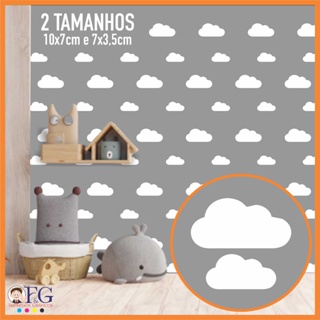 56 Adesivos NUVEM decorativo de parede quarto infantil (10x5cm e 7x3,5cm) em Oferta na Shopee