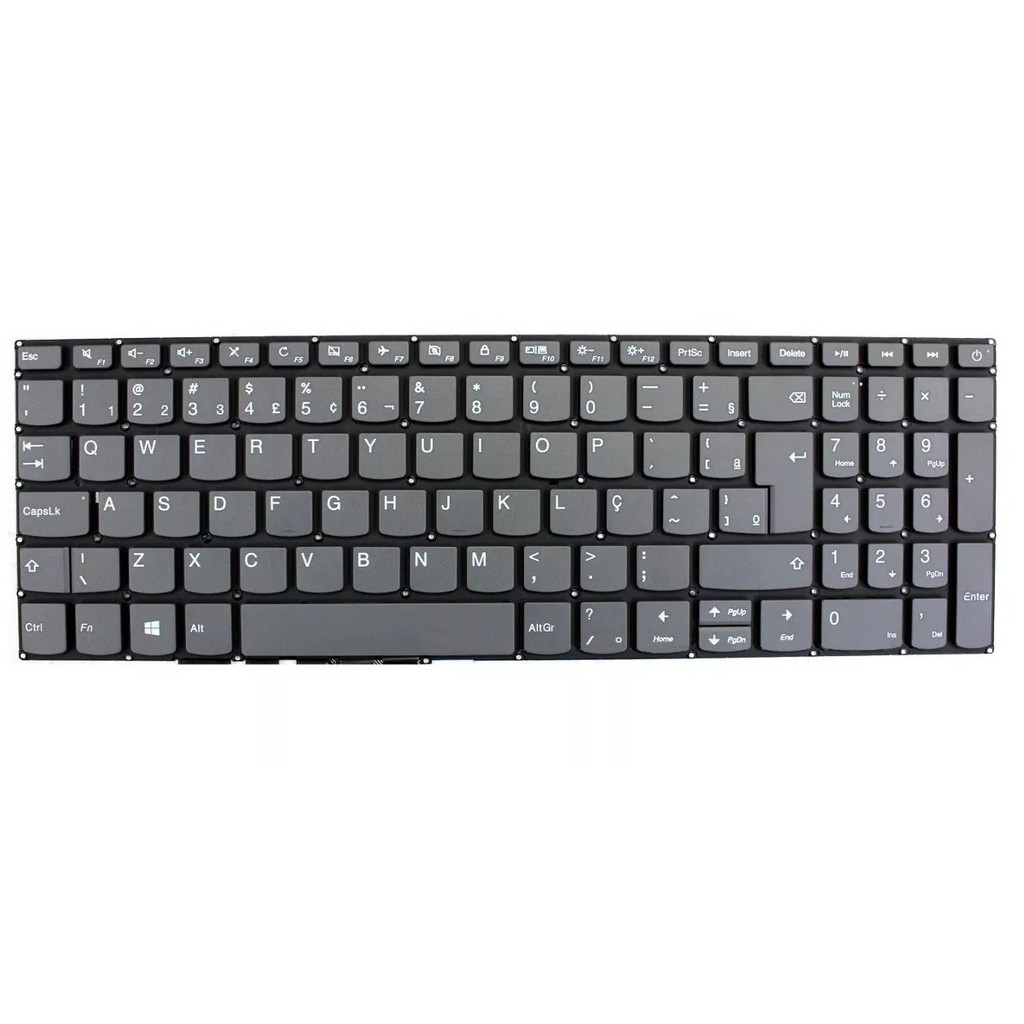 Teclado Notebook Lenovo Ideapad S145-15api Abnt2 Br Cinza