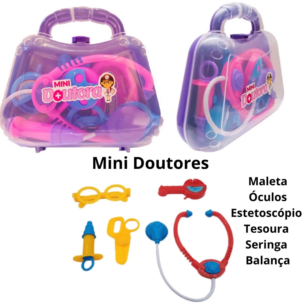 Mini Maleta Doutor Doutora Brincando de Medico Medica Brinquedo Infantil Mini Profissão