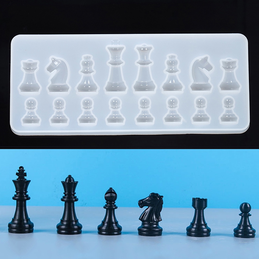 6 pçs/set internacional xadrez uv cristal epóxi molde peças de xadrez molde  silicone diy artesanato jóias casa decorações fundição ferramentas