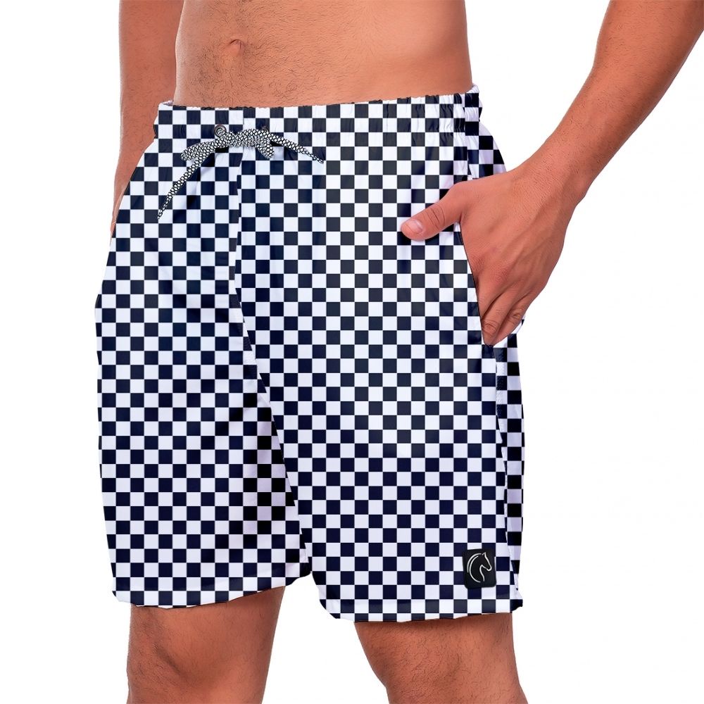 Short Masculino Xadrez Escuras Bermuda Masculina Premium Leve Moda Praia Casual Durável Seca Rápido
