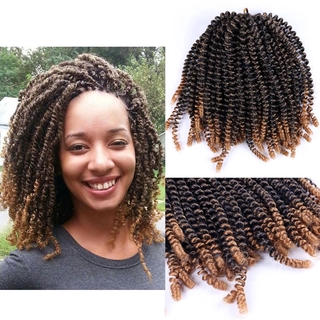 Moda 8 " Extensões De Cabelo Com Mola Núbica Ombre Crochê Trança Sintética Fofa De Torção