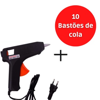 Pistola De Cola Quente 10w Bivolt Profissional + 10 Bastões De Cola Revolver (110v e 220v) em Oferta na Shopee