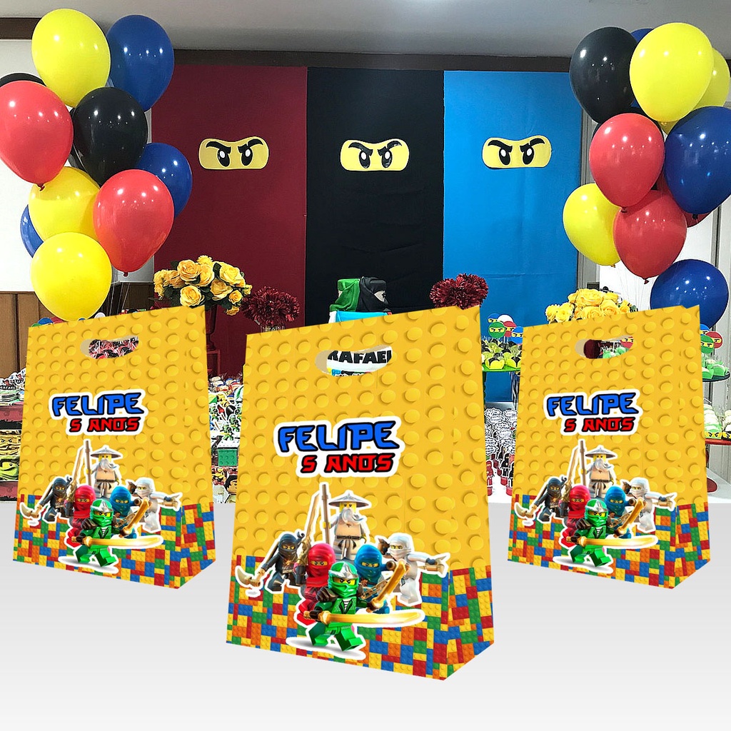 Sacolinhas Ninja Caixinha Surpresa Lembrancinhas para Aniversário Personalizadas com nome e idade