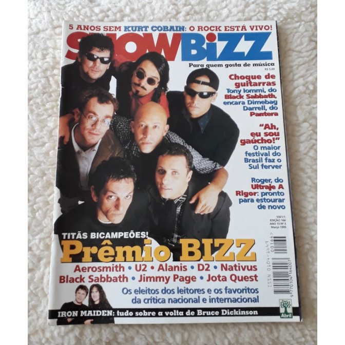 Revista Show Bizz Titãs Edição 164 Ano 15 Número 3 Março/ 1999