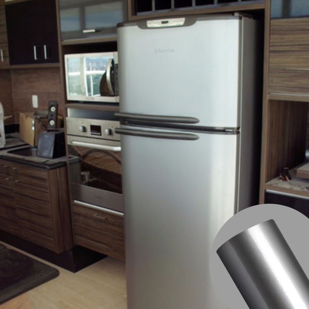 Adesivo Vinil Aco Inox Autocolante E Impermeavel Para Envelopamento E Personalizacao De Geladeira E Moveis Shopee Brasil