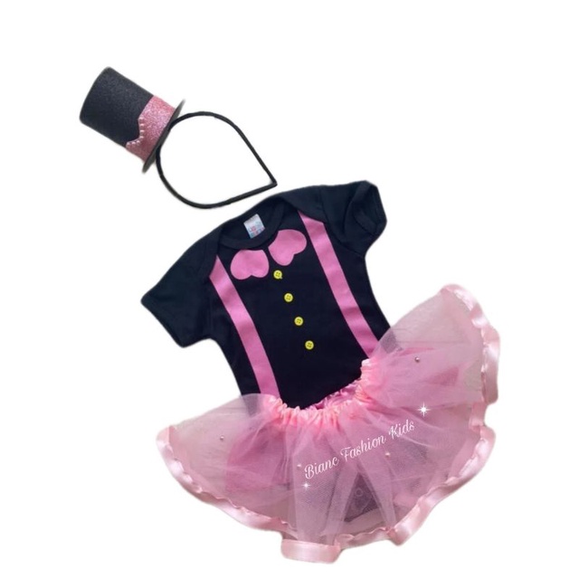 Fantasia Mundo Bita Bebê Menina - Body Saia Tule E Cartola  P M G em Oferta na Shopee
