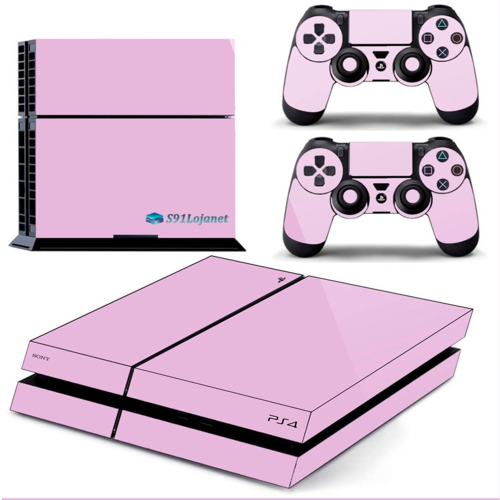 Adesivo Skin Playstation 4 PS4 Fat Pelicula Brilho Cor Rosa