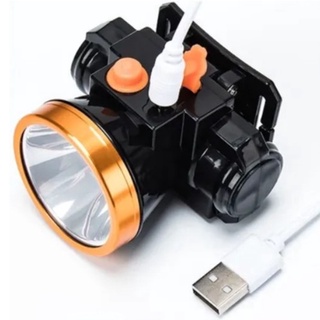 Lanterna de cabeça Led recarregavel USB dourado