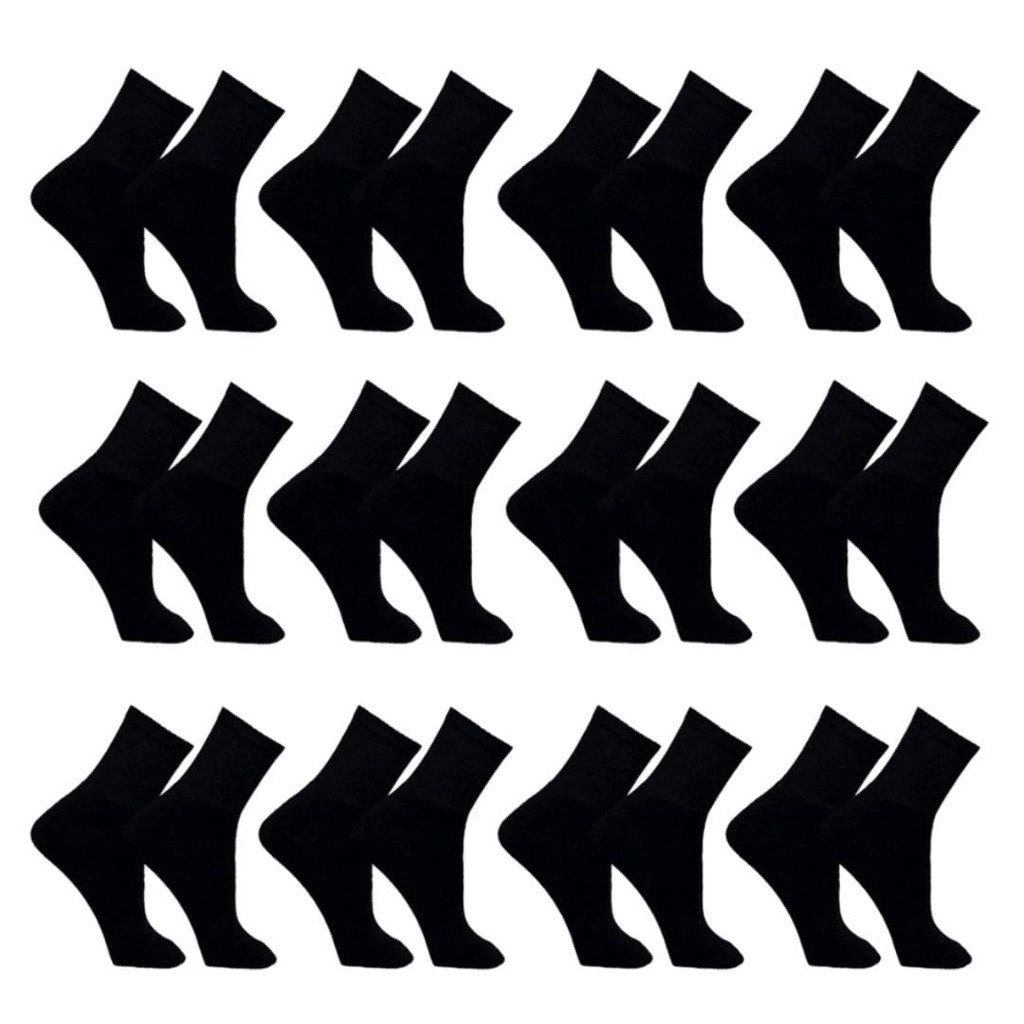 meias sport cano longo PRETA kit com 12 pares