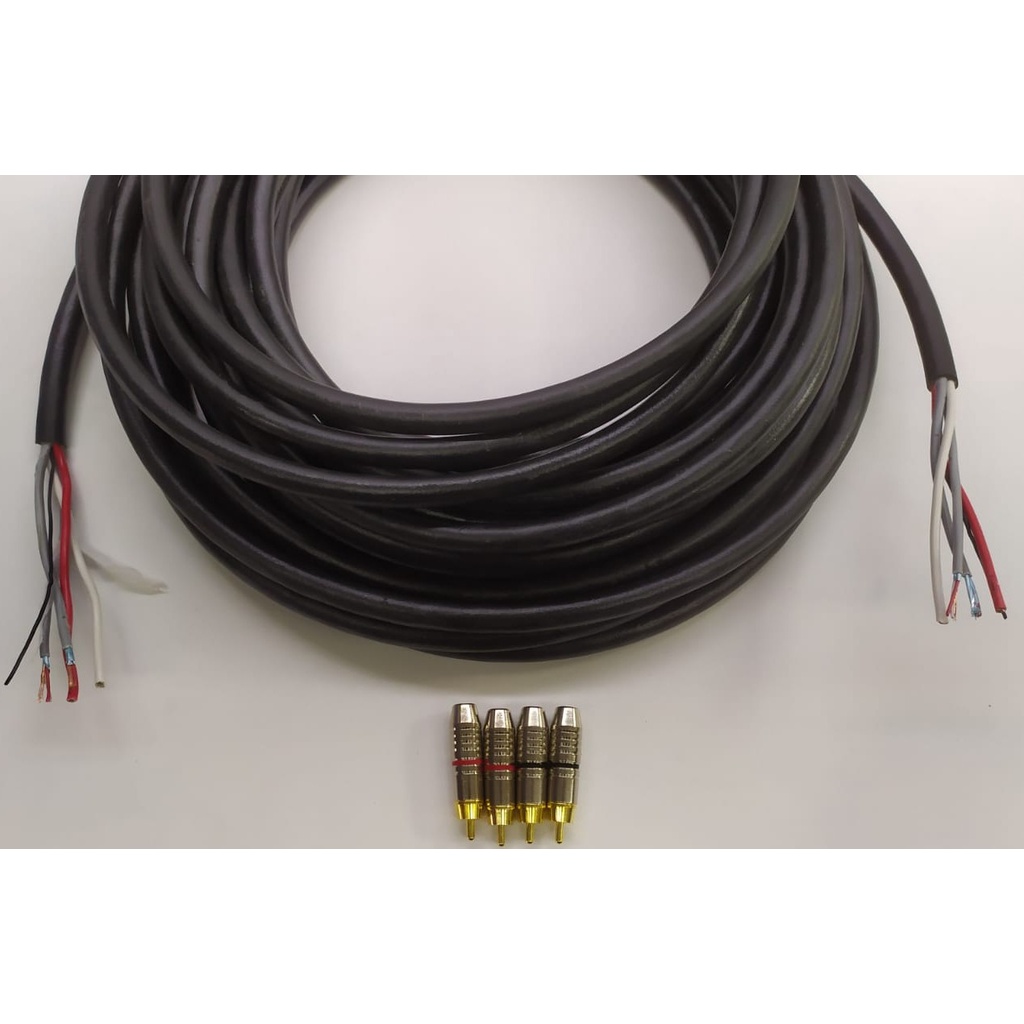 10 Metros Fio Cabo Rack Móvel Para Paredão 5 Vias Som Automotivo + 4 Rca Soltos