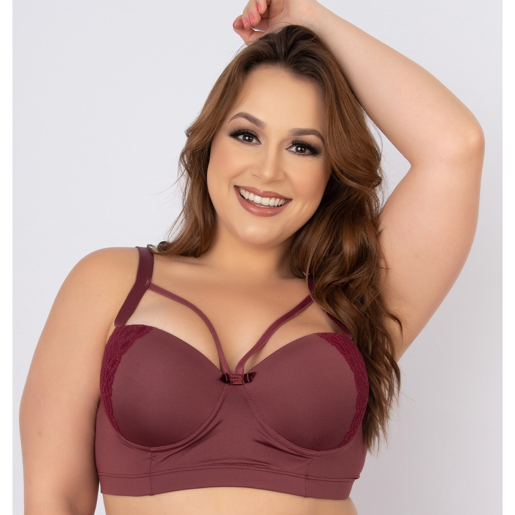 Promoção Kit 3  Sutiã Reforçado Microfibra Plus Size Bojão Strappy  Sutiã Moda Íntima