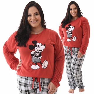Plus Size Pijama Longo Feminino Inverno Linda
