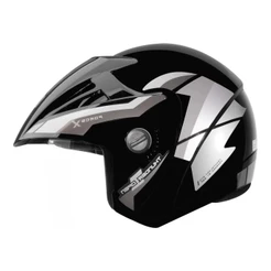 Capacete Aberto Ebf Thunder Open Modelo Force Preto Prata