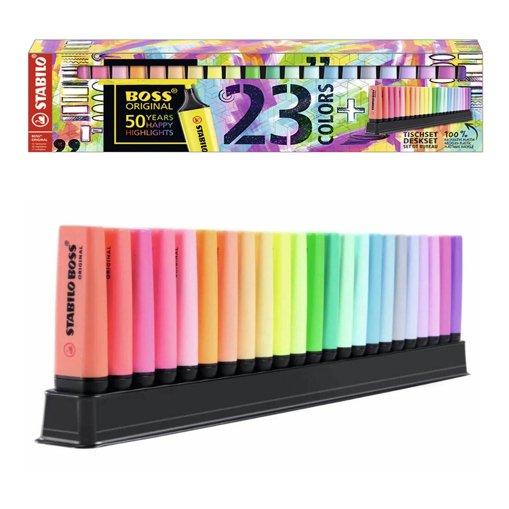 Kit Marca Texto Stabilo Boss 23 Cores 50 Anos Estojo Deskset | Shopee ...