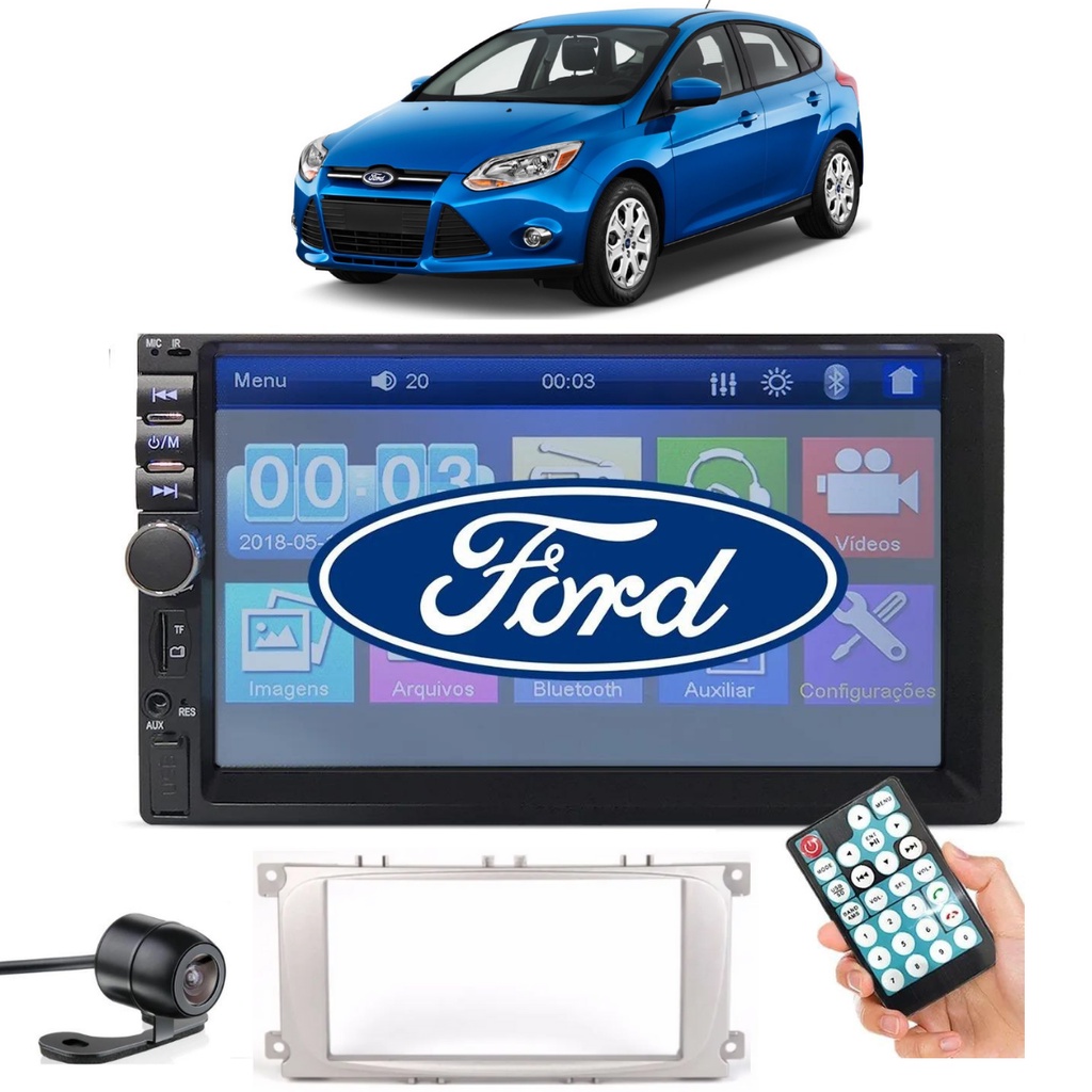 Central Multimidia Ford Focus 2009 2010 2011 2012 2013 Mp5 Moldura 2 Din Câmera De Ré