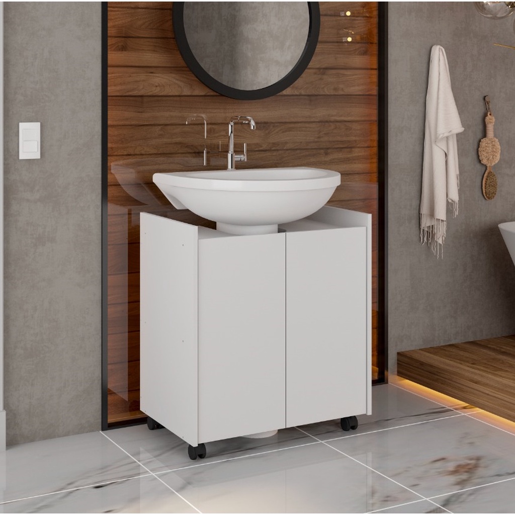 Armário Banheiro Pia De Coluna Eccos Cores Shopee Brasil