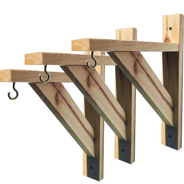 Kit 2 Mão francesa, em madeira pinus, ideal para suporte de plantas e macramê