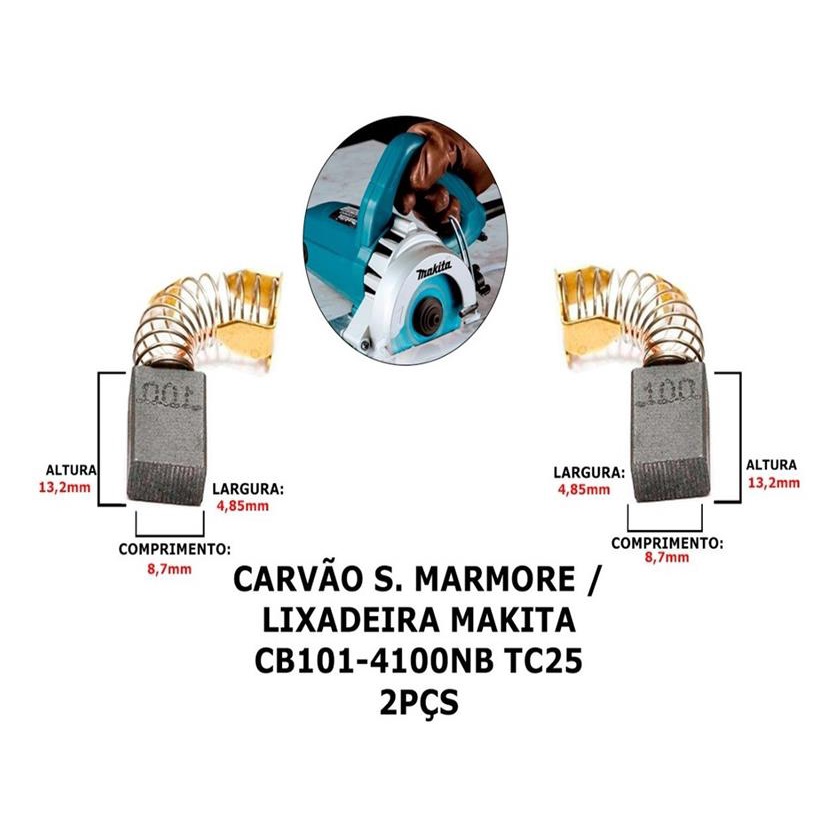 Escova Carvão Serra Mármore / Lixadeira Makita Cb101- Tc25 2pcs - Home & Living