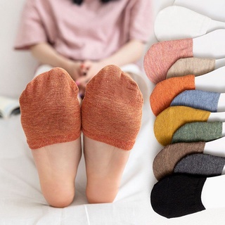 1 Par Meias Femininas Invisíveis De Algodão Respirável Com Cor De Pastel/Meia Feminina Meio Dedo Do Pé
