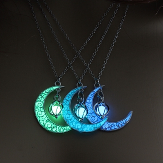 Lua Brilhante Colar Jóia Charme Jóias De Prata Banhado Pingente De Halloween Oco Pedra Luminosa Colar De Pingente De Presentes