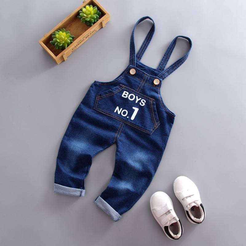 Jardineira Jeans Com Texto De Cor Lisa Macacao Infantil Masculino Fashion Simples Para Bebe Shopee Brasil