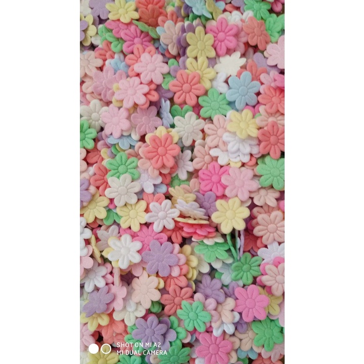 Mini Flor Em Tecido Prensado Para Apliques  Pacote Com 500 Peças Em  Cores Candy Sortidas