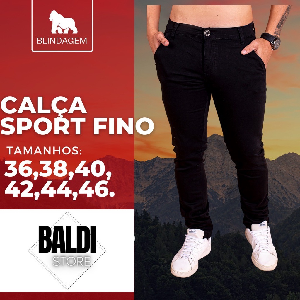 Calça Masculina Sport Fino BLINDAGEM ORIGINAL - Brim Preta Tamanho