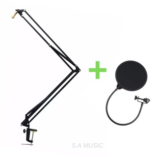 Pedestal Suporte Articulado de Mesa P/ Microfone +Pop Filter