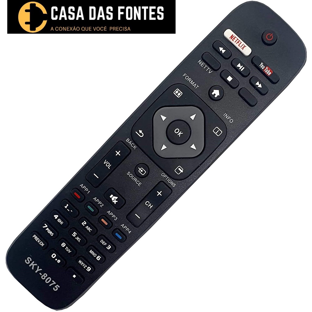 Controle Remoto Smart Tv Philips Netflix Youtube 8075